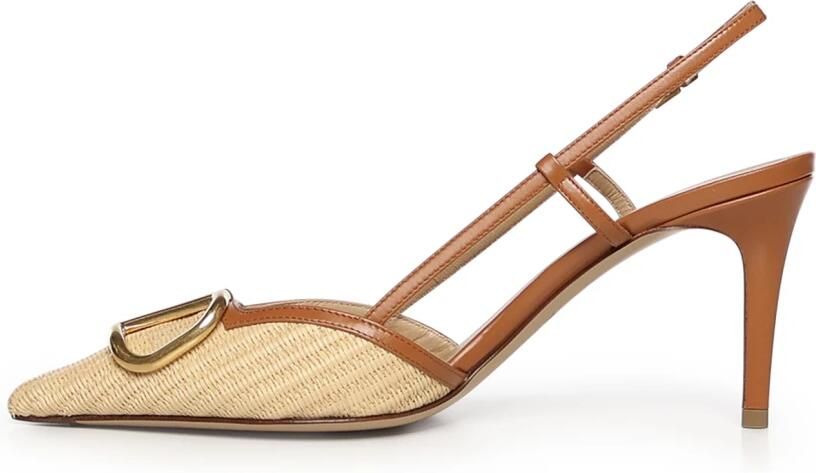Valentino Garavani VLogo Signature Raffia Slingback Pump