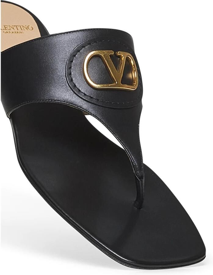 Valentino Garavani Zwarte leren VLogo sandalen Lente-Zomer 2025 Black Dames