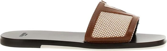 Valentino Superstar Square Toeline Slides Brown Dames