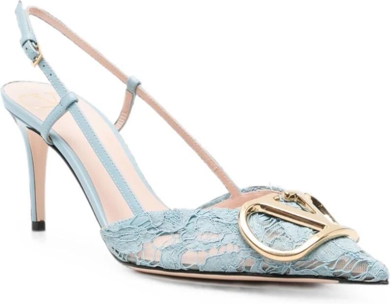 Valentino Garavani VLogo Signature Slingback Pumps van kant - Foto 2