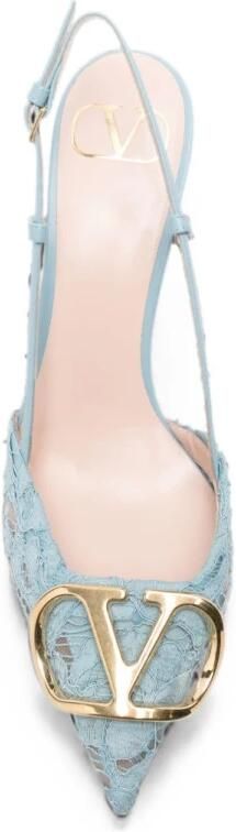 Valentino Garavani VLogo Signature Slingback Pumps van kant - Foto 4