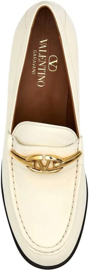Valentino Garavani Vlogo The Bold Edition Leather Loafers in beige
