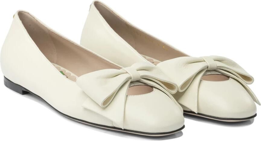Valentino Garavani Witte leren platte schoenen met bloemenmotief - Foto 3