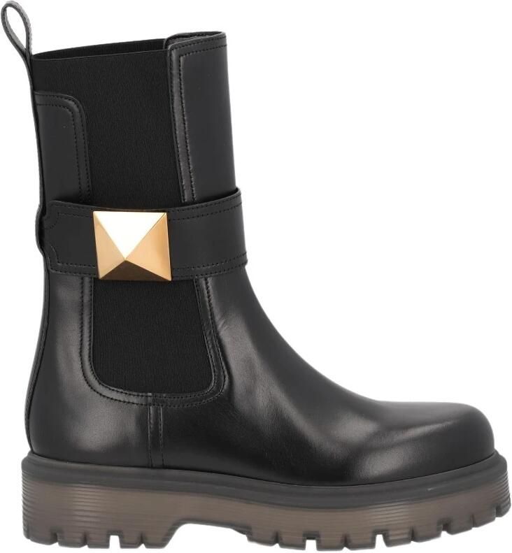 Valentino Garavani Zwarte Beatle One Stud Kalfsleren Laarzen - Foto 2