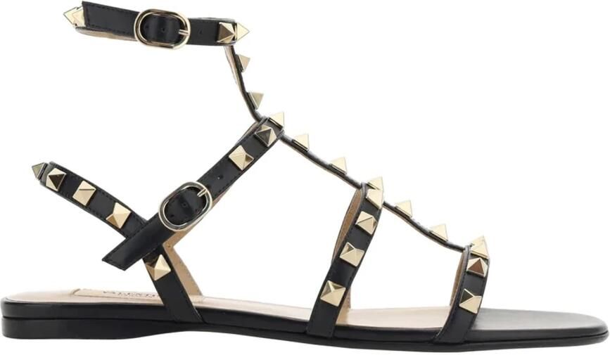 Valentino Garavani Zwarte leren sandalen met studs - Foto 2
