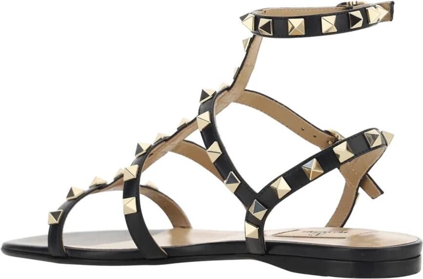 Valentino Garavani Zwarte leren sandalen met studs