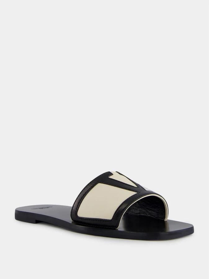 Valentino Garavani Zwarte leren Superstar Slides - Foto 2