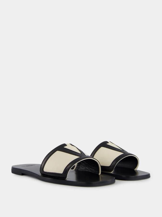 Valentino Garavani Zwarte leren Superstar Slides - Foto 3
