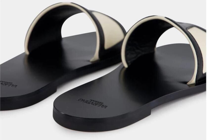 Valentino Garavani Zwarte leren Superstar Slides - Foto 7