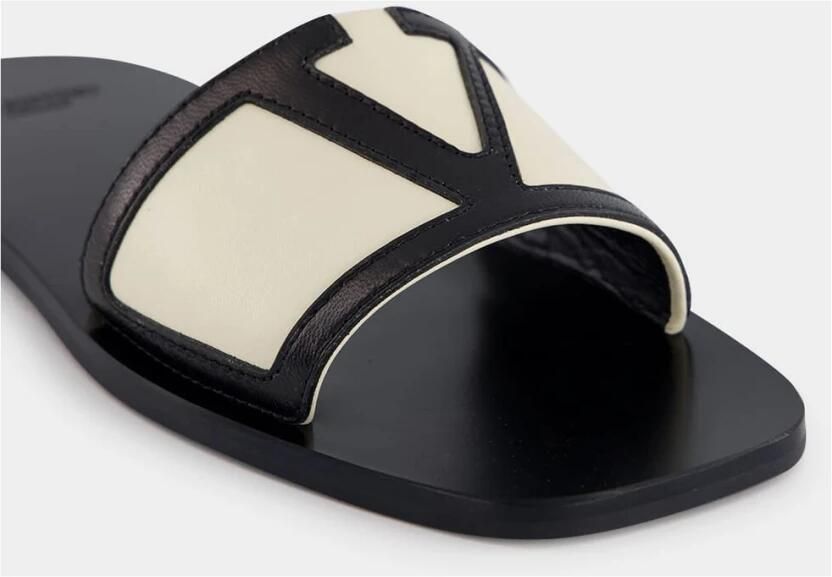 Valentino Garavani Zwarte leren Superstar Slides - Foto 6