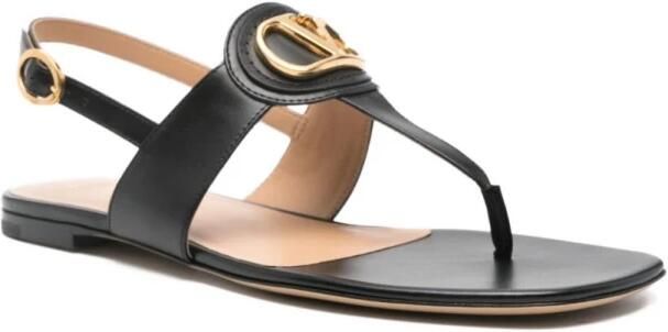 Valentino Garavani Zwarte leren VLogo-gespte sandalen