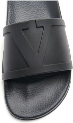 Valentino Garavani Zwarte VLogo Signature Platte Sandalen