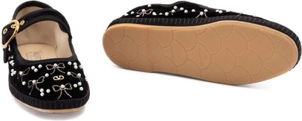 Valentino Garavani Zwarte VLogo Strik Platte Schoenen