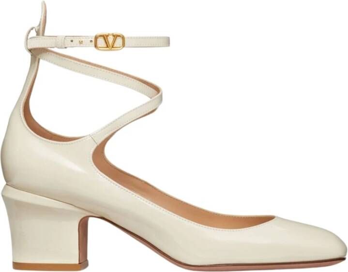 Valentino Garavani Verstelbare Band Leren Pumps Licht Ivoor