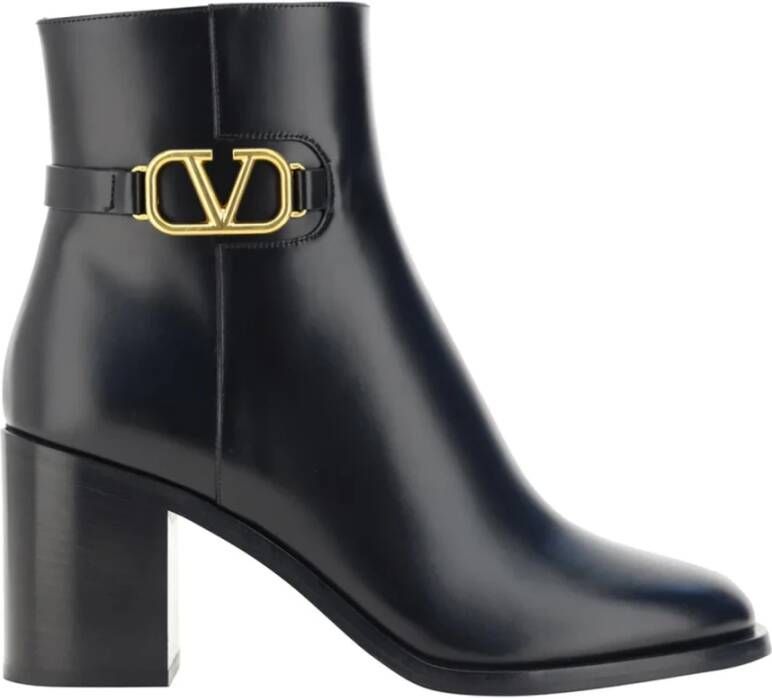 Valentino Garavani VLogo Leren Enkellaarzen Black Dames