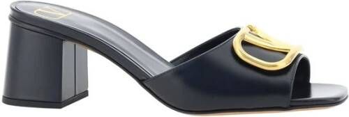 Valentino Garavani Zwarte Sandalen van Kalfsleer met Logo Black Dames