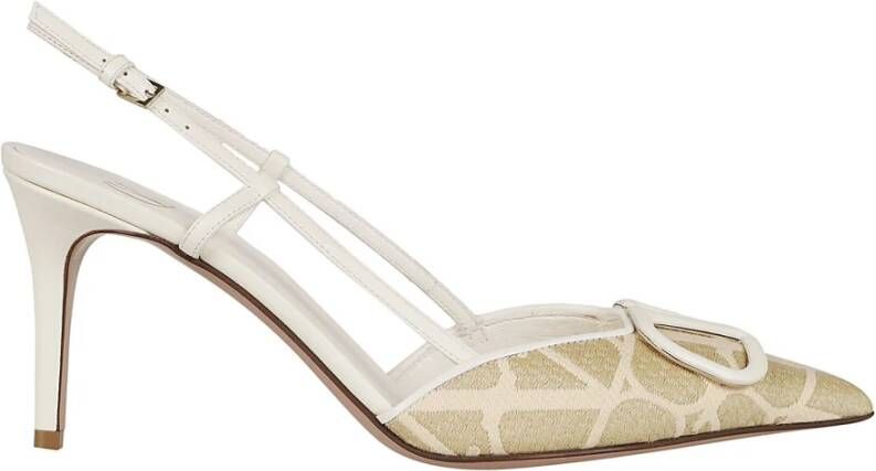 Valentino Garavani Vlogo Signature Sling Back Sandalen Beige Dames