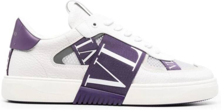 Valentino Garavani Wit Paarse Logo Lage Sneakers