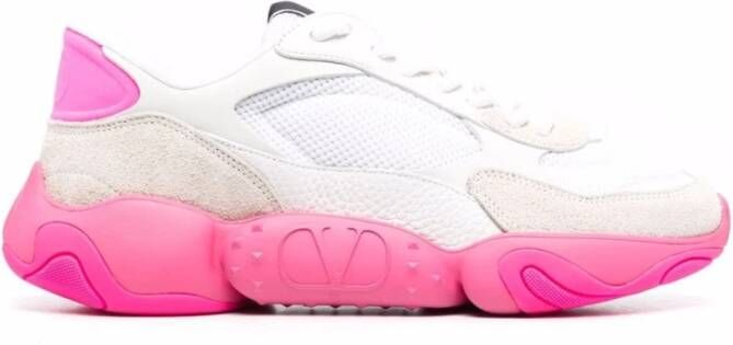 Valentino Garavani Witte Leren Sneakers met Geperforeerd Detail White Heren