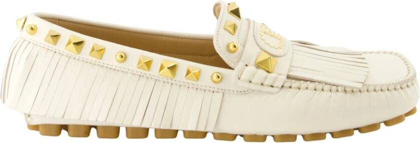 Valentino Garavani Witte leren mocassins met franjes