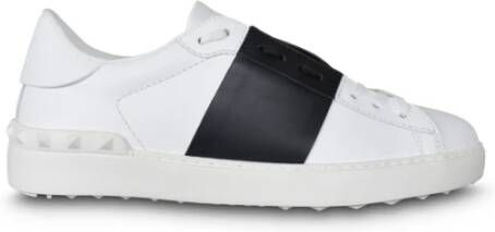 Valentino Garavani Witte Leren Open Sneakers met Stud Detail White Heren