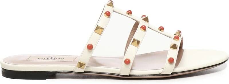 Valentino Garavani Witte Leren Sandalen Ronde Neus