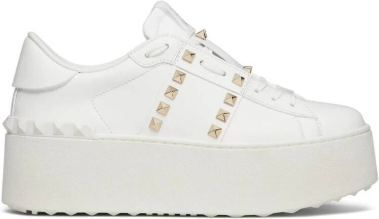 Valentino Garavani Witte Leren Sneakers met Logo White Dames