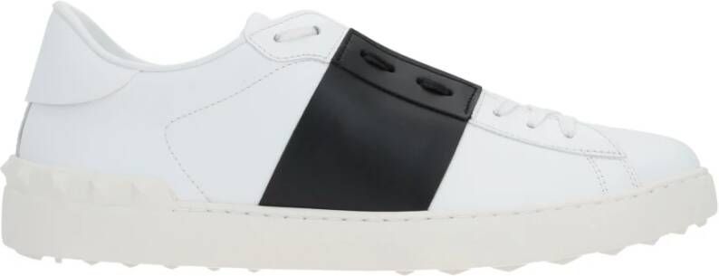 Valentino Garavani Witte Leren Sneakers met Zwarte Accenten White Heren