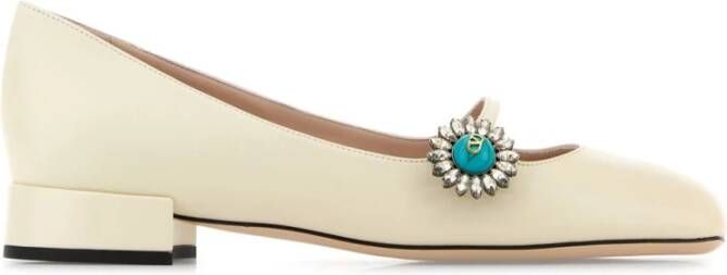 Valentino Garavani Witte platte schoenen kristal knopen