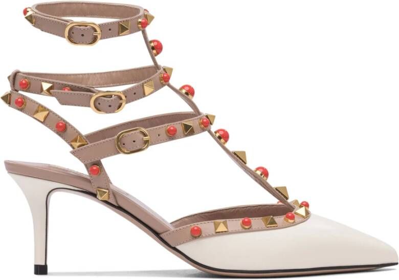 Valentino Garavani Witte Pumps met Cabochon Stenen