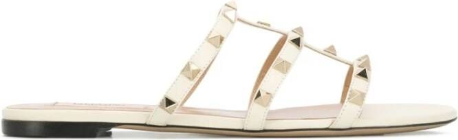 Valentino Garavani Witte Rockstud Leren Sandalen White Dames
