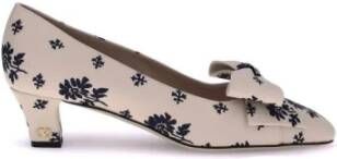 Valentino Garavani Zijden Moiré Bloe print Strik Pumps