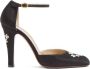 Valentino Garavani Zwarte Bloe Geborduurde Hoge Hak Sandalen - Thumbnail 1