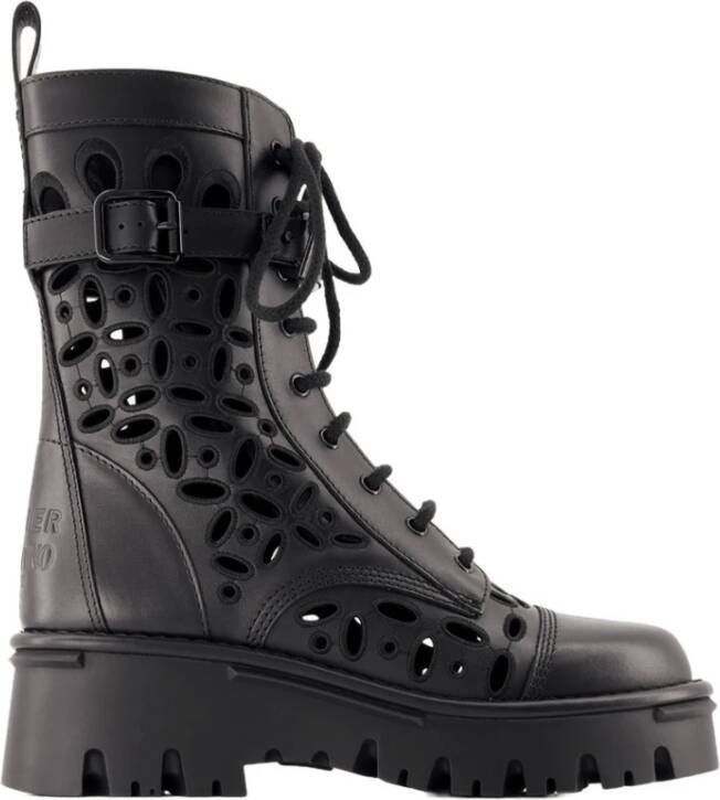 Valentino Garavani Zwarte Combat Veterschoenen