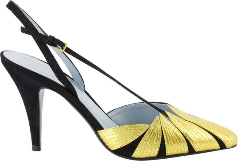 Valentino Garavani Zwarte en gouden leren pumps