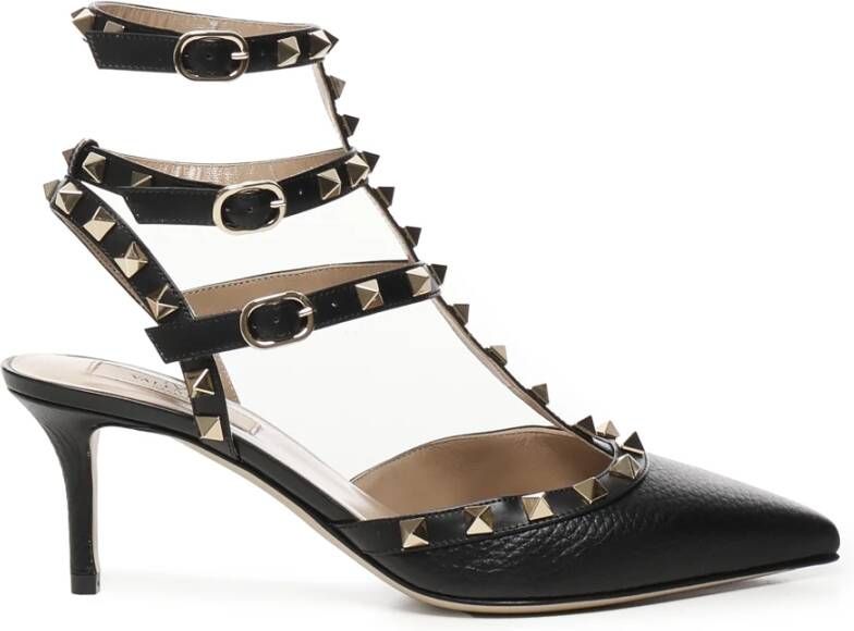 Valentino Garavani Zwarte Hakken met Enkelband en Studs