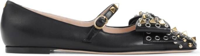 Valentino Garavani Zwarte Leren Ballerina's Elegante Studs