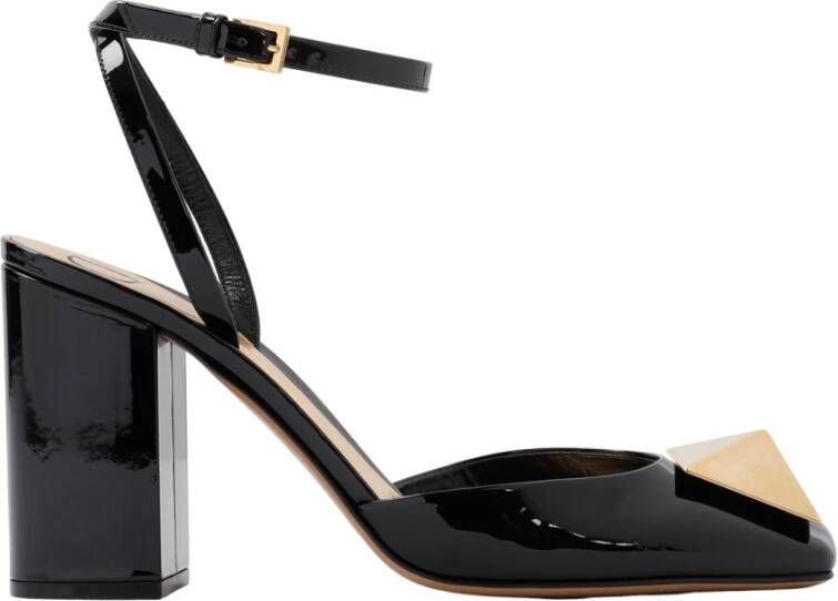 Valentino Garavani Zwarte Leren Enkelband Sandalen Black Dames