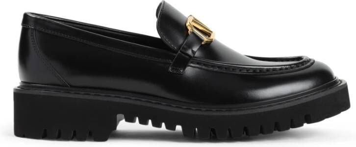 Valentino Garavani Zwarte Leren Loafer Schoenen Aw25