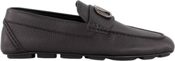 Valentino Garavani Zwarte leren loafers met logo