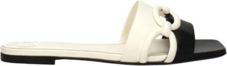 Valentino Garavani Zwarte Leren Open Teen Slippers