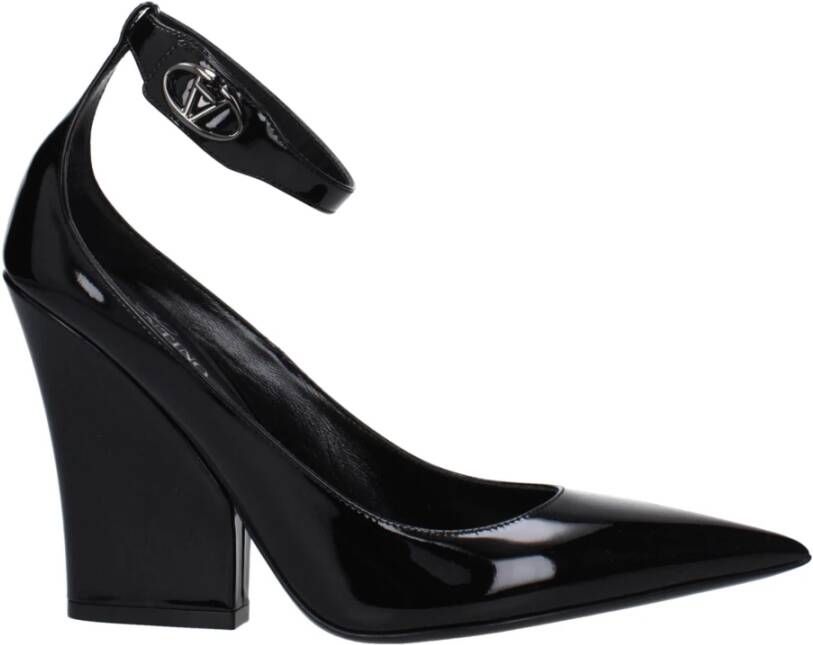 Valentino Garavani Zwarte leren platformpumps met draaislot