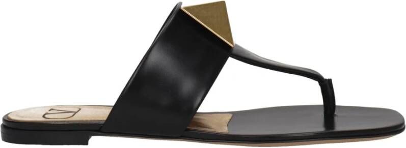 Valentino Garavani Zwarte Leren Sandalen Ss22 Black Dames