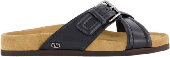 Valentino Garavani Zwarte leren slippers