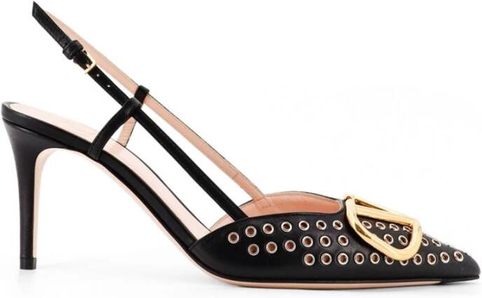 Valentino Garavani Zwarte Leren Stiletto Hak Schoenen