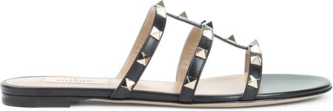 Valentino Garavani Zwarte Leren Studs Sandalen Black Dames