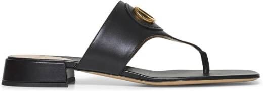 Valentino Garavani Zwarte leren VLogo sandalen Lente-Zomer 2025 Black Dames
