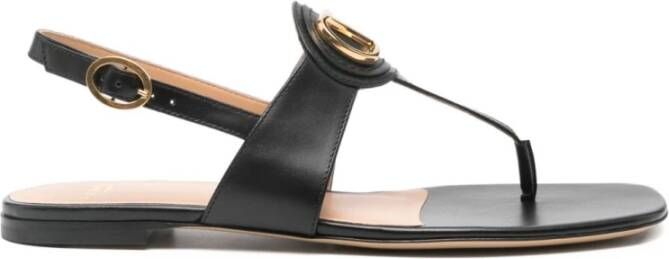 Valentino Garavani Zwarte leren teenslippers
