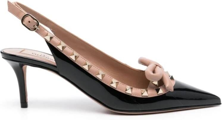 Valentino Garavani Zwarte Patentleren Rockstud Slingback Hakken Black Dames