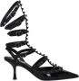 Valentino Garavani Zwarte Patentleren Studs Midhak Sandalen - Thumbnail 1